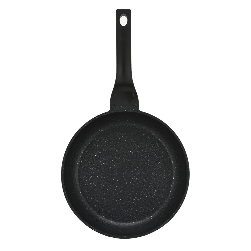 Set Sartenes Cocina Antiadherente, 3 Tamaños: 20, 24 y 28 cm de Diámetro, Calidad Cocina Profesional, Aluminio Fundido a Presión, Acabado Efecto Piedra, Revestimiento Antiadherente, Distribuye el Calor Uniformemente, Muy Resistente a Arañazos