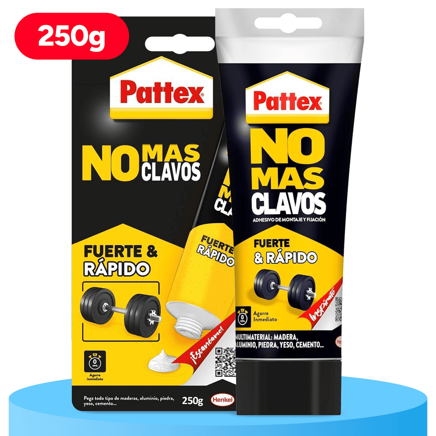 Pattex No Más Clavos Original, Pegamento de Montaje Resistente, Pegamento Extrafuerte para Madera, Metal y más, Adhesivo Blanco Instantáneo, 250g