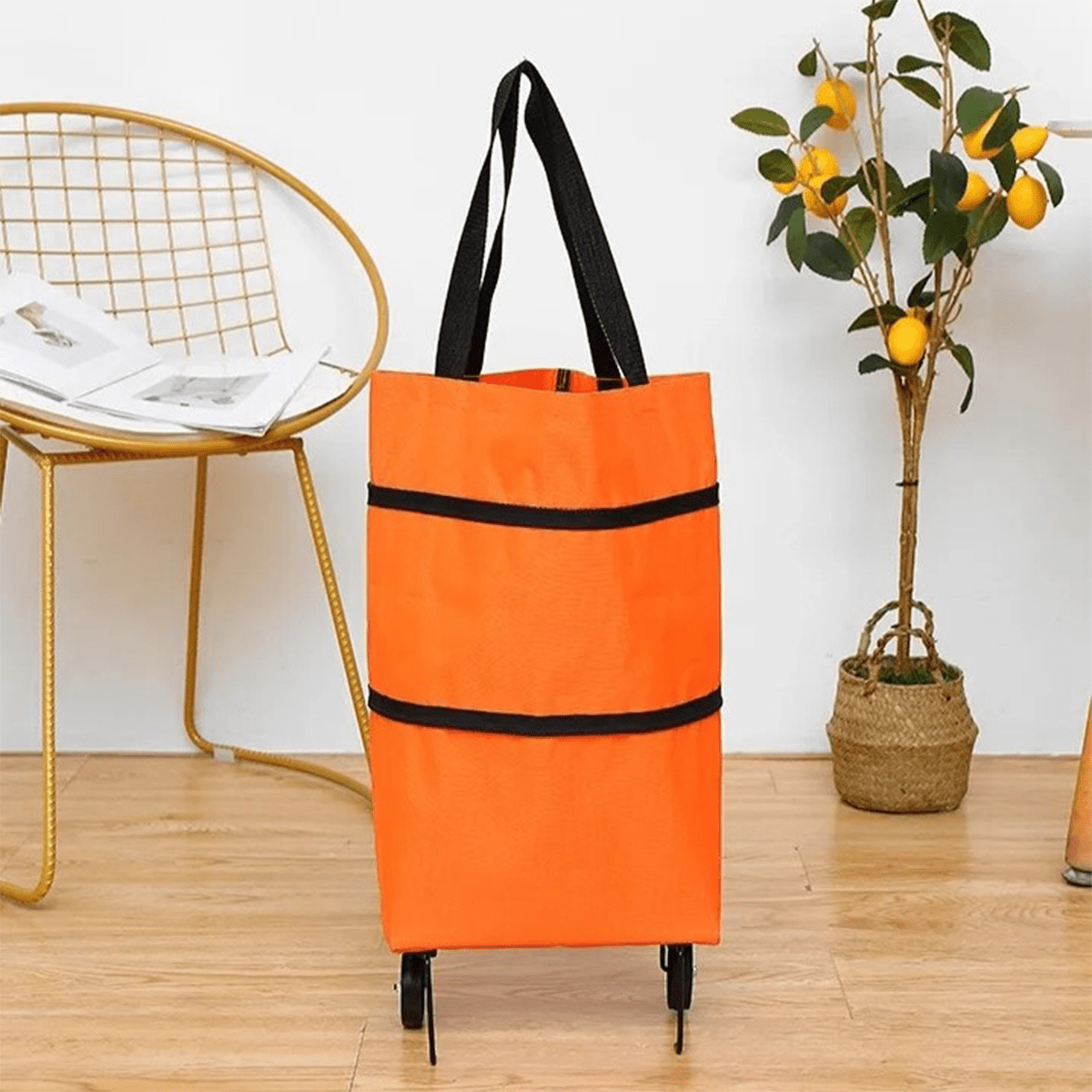Carro Compra Plegable, Bolsa Carro Compra Plegable con Reudas, Gran Capacidad, Bolsa de Compras Multiusos, Facil de Llevar y Guardar, Hecho en Tela Oxford 600D Resistente, Fondo Reforzado, Dimensión Cerrado: 40 x 16 x 32 cm