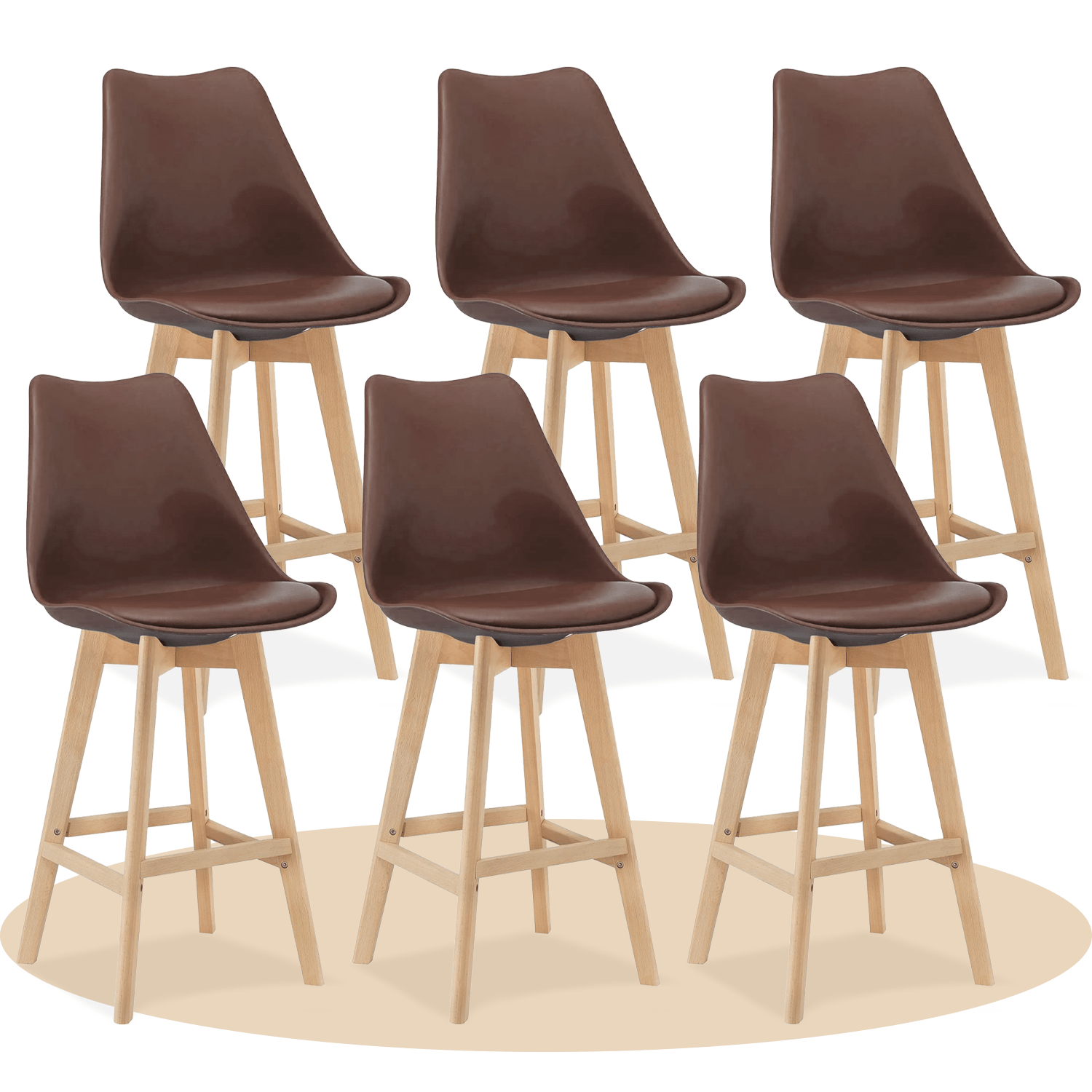 Taburete Alto Cocina con Respaldo, Asiento Blando y Tapizado, Patas Altas Resistentes de Madera de Haya con Reposapiés, Sillas Nórdicas, Ideal para Cocina, Salón, Comedor y Restaurante, 54.5 x 49.5 x 106 cm