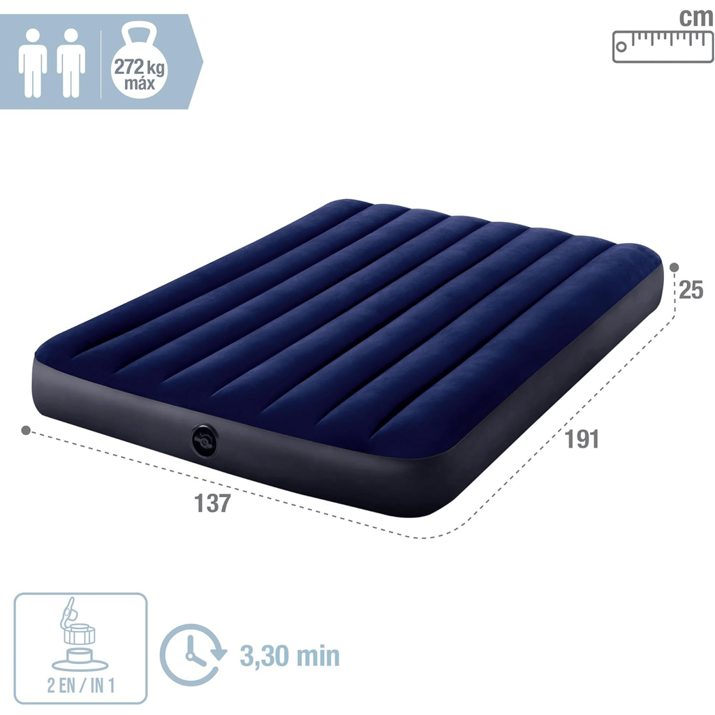 INTEX Colchón Hinchable, Colchon Inflable, Rápido Hinchado, Alta Resistencia con Extra de Firmeza, Comodidad y Durabilidad, Apto para Interior y Exterior, Hecho de Miles de Fibras de Poliéster que no se Estiran ni por el Tiempo ni por el Uso