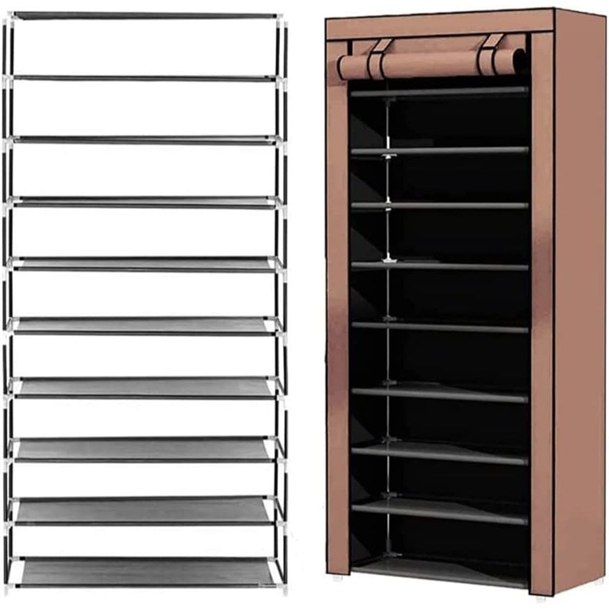Zapatero Organizador de Tela con Cubierta Frontal, Organizador de Zapatos de Gran Capacidad ideal para Ahorrar Espacio, Organizador de Almacenamiento de Zapatos, Zapatero Multinivel, 60 x 30 x 160 cm