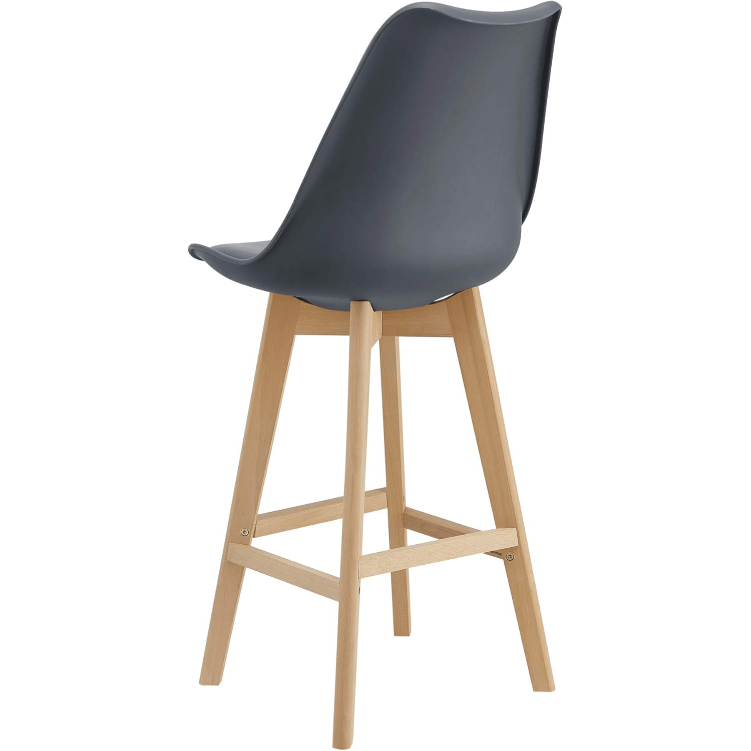 Taburete Alto Cocina con Respaldo, Asiento Blando y Tapizado, Patas Altas Resistentes de Madera de Haya con Reposapiés, Sillas Nórdicas, Ideal para Cocina, Salón, Comedor y Restaurante, 54.5 x 49.5 x 106 cm
