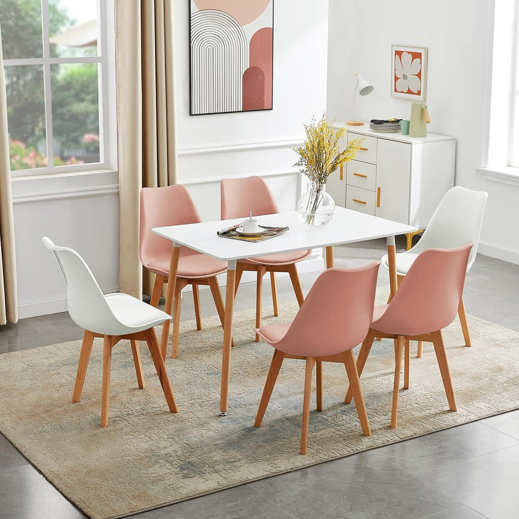1/2/4/6 Unidad Sillas para Comedor, Sillas para Cocina con Asiento Blando, Tapizado y Patas Resistentes de Madera de Haya, Sillas Nórdicas