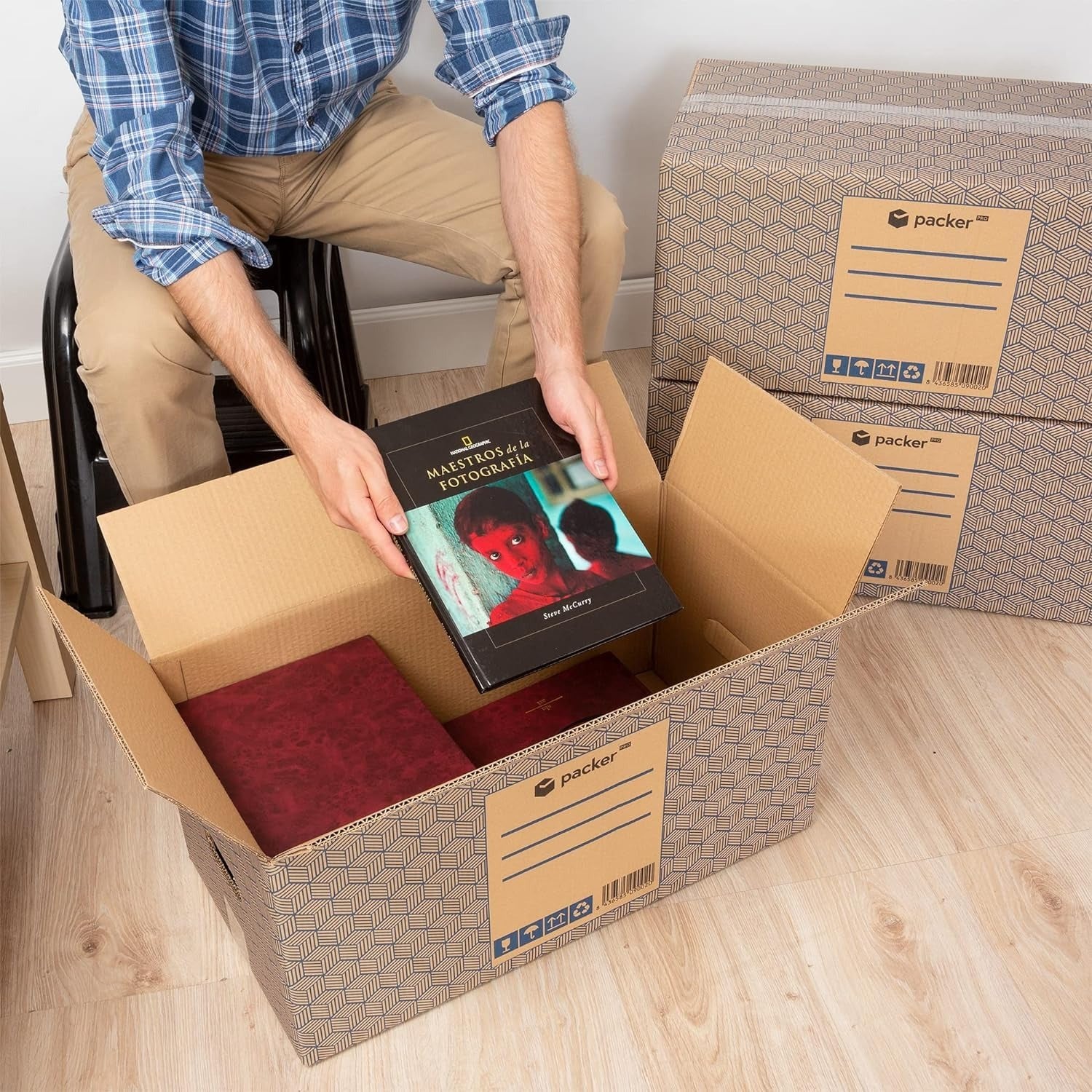 Pack 10 Cajas Carton para Mudanzas y Almacenaje Ultra Resistentes con Asas