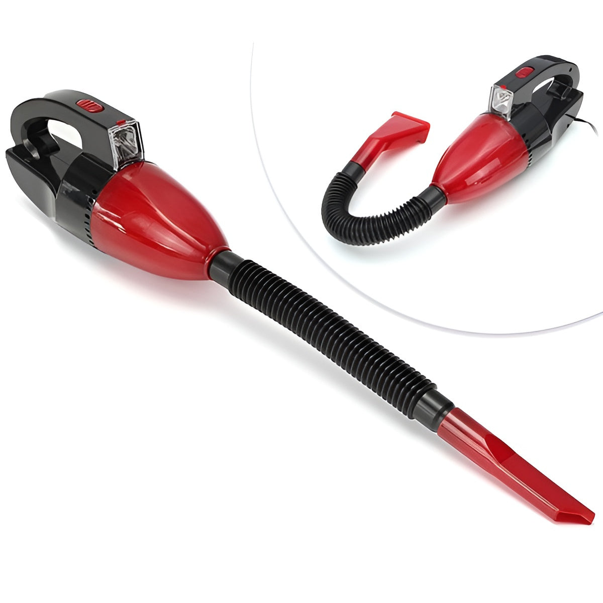 Aspiradora para Coche, Aspirador Portátil con Luz LED, 100W de Potencia, Fuerte Succión, Limpieza en Seco y Húmedo, 1L de Depósito de Residuos, 3 Metros de Cable, Conexión al Enchufe del Coche, 3 Accesorios de Limpieza Incluidos, Ligero