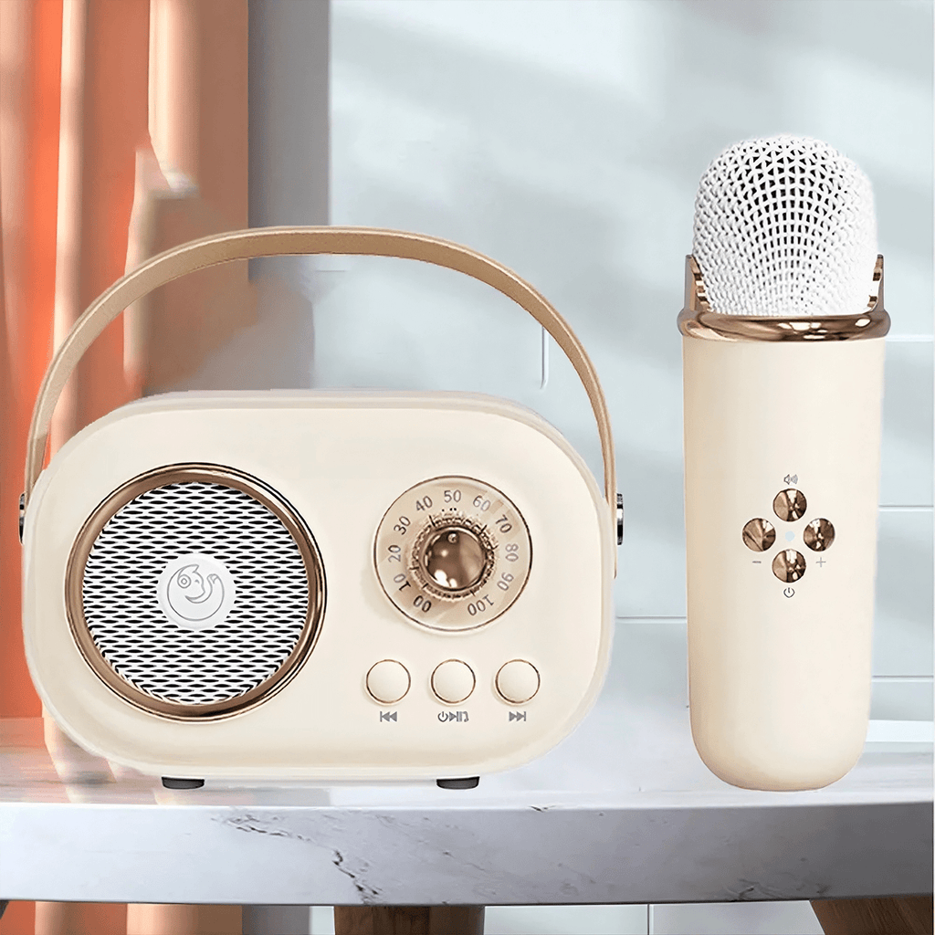 Mini Karaoke Portatil, Altavoz con Micrófono Inalámbrico para Cantar, Efectos de Voz, Ideal para Fiestas