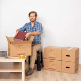 packer PRO Caja Cartón para Mudanzas y Almacenaje Ultra Resistentes con Asas, Fabricadas en Cartón Duro, Ideal para Mudanzas o Almacenaje de Libros y Ropa, Transporte Cómodo y Seguro gracias a las Asas Laterales