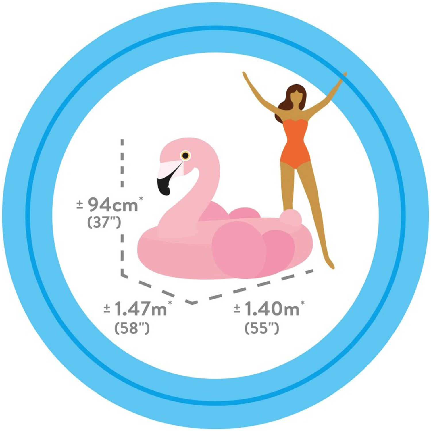 Flotador Piscina Flamenco Hinchable Grande con 2 Asas, Hecha de Vinilo Ultra Resistente, Con 2 Cámaras de Aire para Mayor Seguridad y 2 Asas Resistentes para Mayor Sujeción y Estabilidad, Incluye Kit de Parches para Reparar Pequeños Poros o Pinchazos