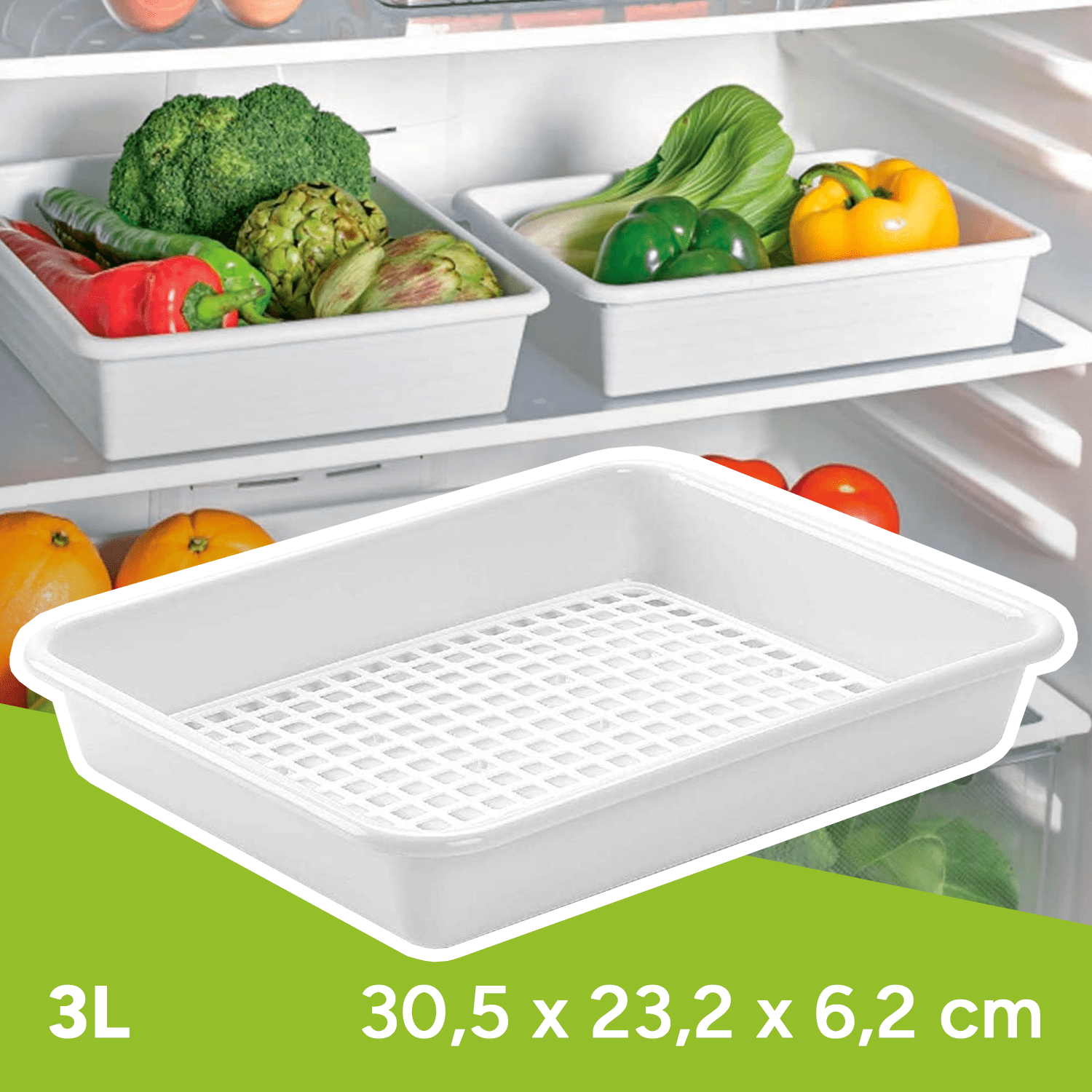 Organizador Nevera, Bandeja para Nevera, Almacenamiento para el Hogar, Caja de Almacenamiento, Apto para Lavavajillas