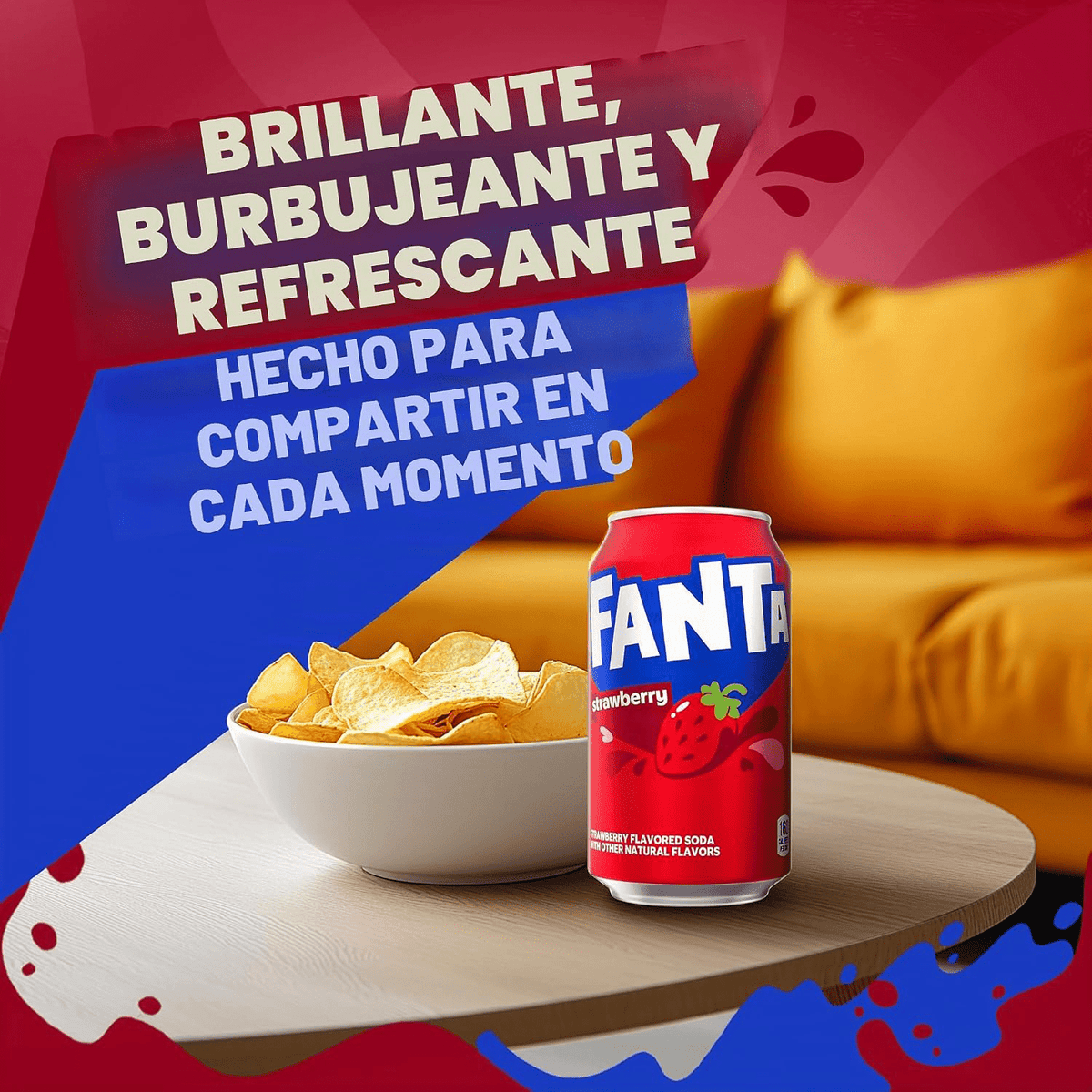 Fanta Fresa, Refresco con Sabor a Fresa, Pack Ahorro de 24 Latas de 330ml