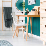 1/2/4/6 Unidad Sillas para Comedor, Sillas para Cocina con Asiento Blando, Tapizado y Patas Resistentes de Madera de Haya, Sillas Nórdicas con Diseño Tramado