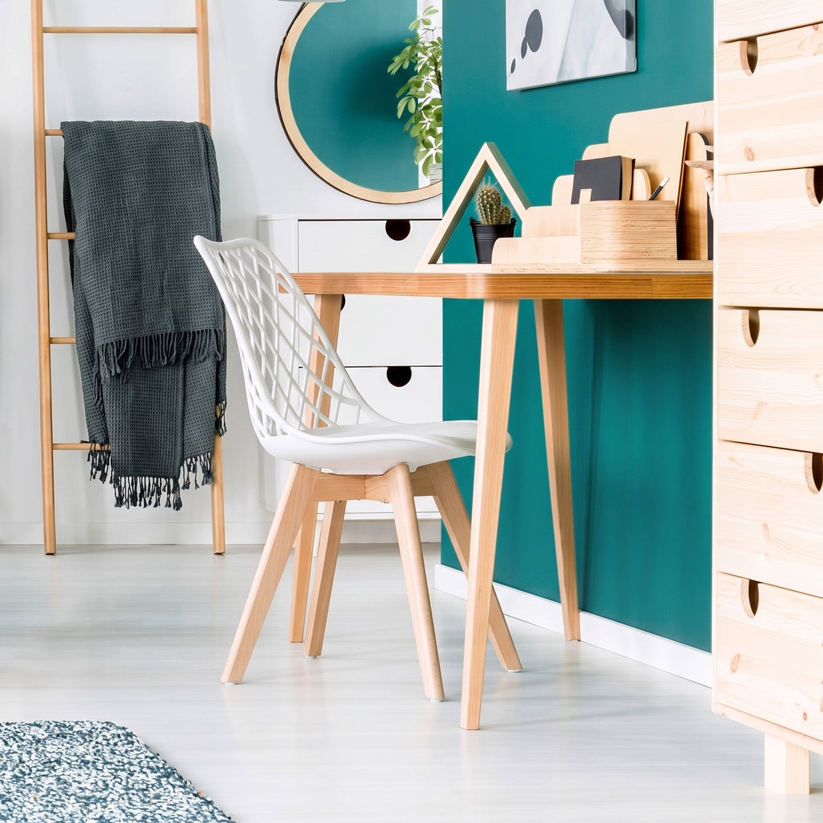 1/2/4/6 Unidad Sillas para Comedor, Sillas para Cocina con Asiento Blando, Tapizado y Patas Resistentes de Madera de Haya, Sillas Nórdicas con Diseño Tramado