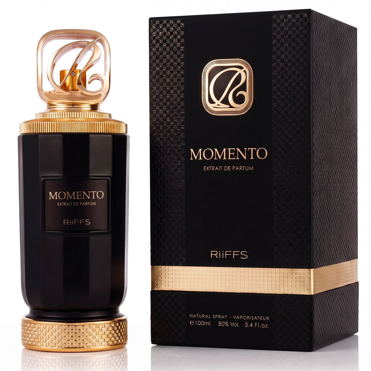 Riiffs Momento Extrait de Parfum Unisex, Perfume Árabe de Aroma Dulce y Amaderado con Notas de Mandarina, Azafrán, Rosa, Caramelo y Cedro, 100 ml