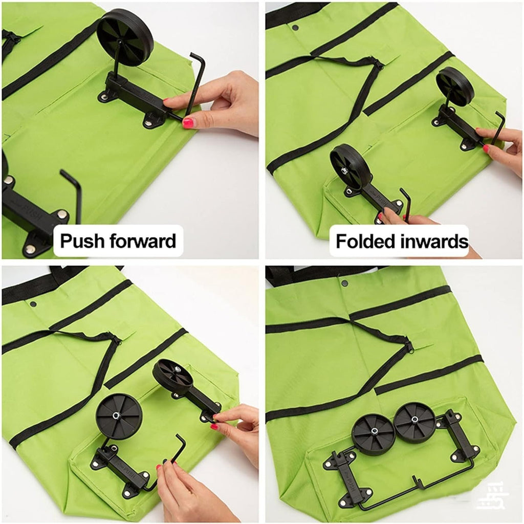 Carro Compra Plegable, Bolsa Carro Compra Plegable con Reudas, Gran Capacidad, Bolsa de Compras Multiusos, Facil de Llevar y Guardar, Hecho en Tela Oxford 600D Resistente, Fondo Reforzado, Dimensión Cerrado: 40 x 16 x 32 cm