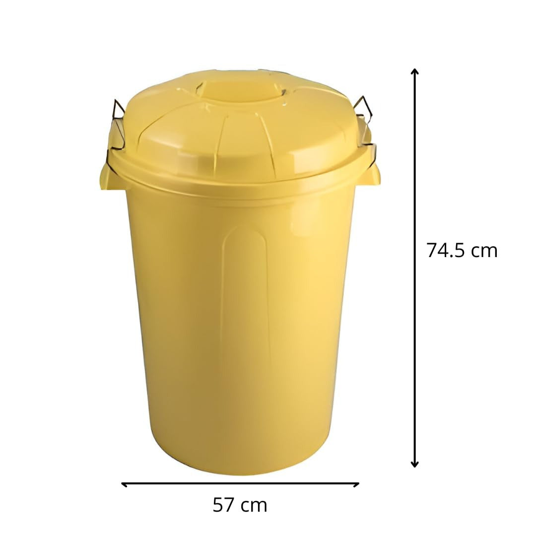 Cubo Basura 100 Litros de capacidad con Tapa. Fabricado en Plastico Resistente, Ideal para Almacenaje de Basura para el Hogar, Oficina o Industria
