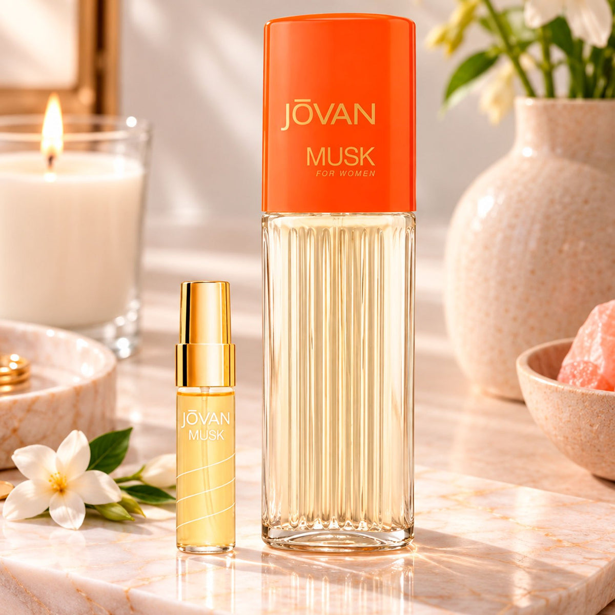 Jovan Musk Eau de Cologne para Mujer, Perfume Floral y Almizclado con Notas de Bergamota, Jazmín, Neroli y Musk, Set de 100 ml + 15 ml