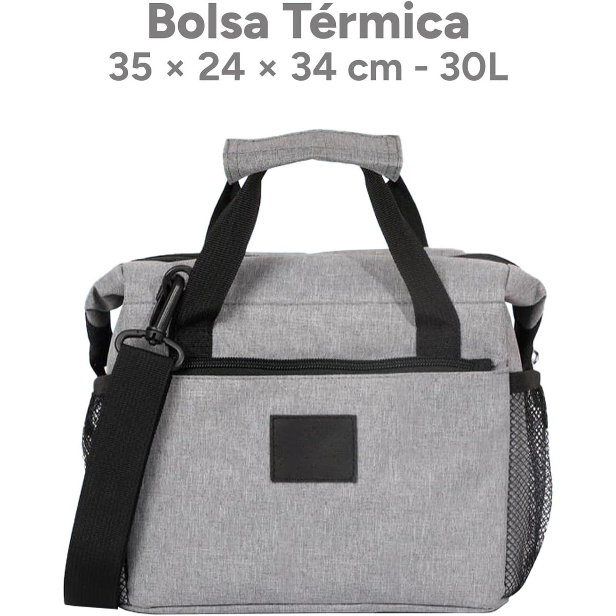 Bolsa Térmica Comida de 30L de Capacidad, Bolsa Aislamiento Isotérmico Hermética, Resistente y Espaciosa, ideal para Picnic, Playa, Camping y Excursión, Negro y Gris