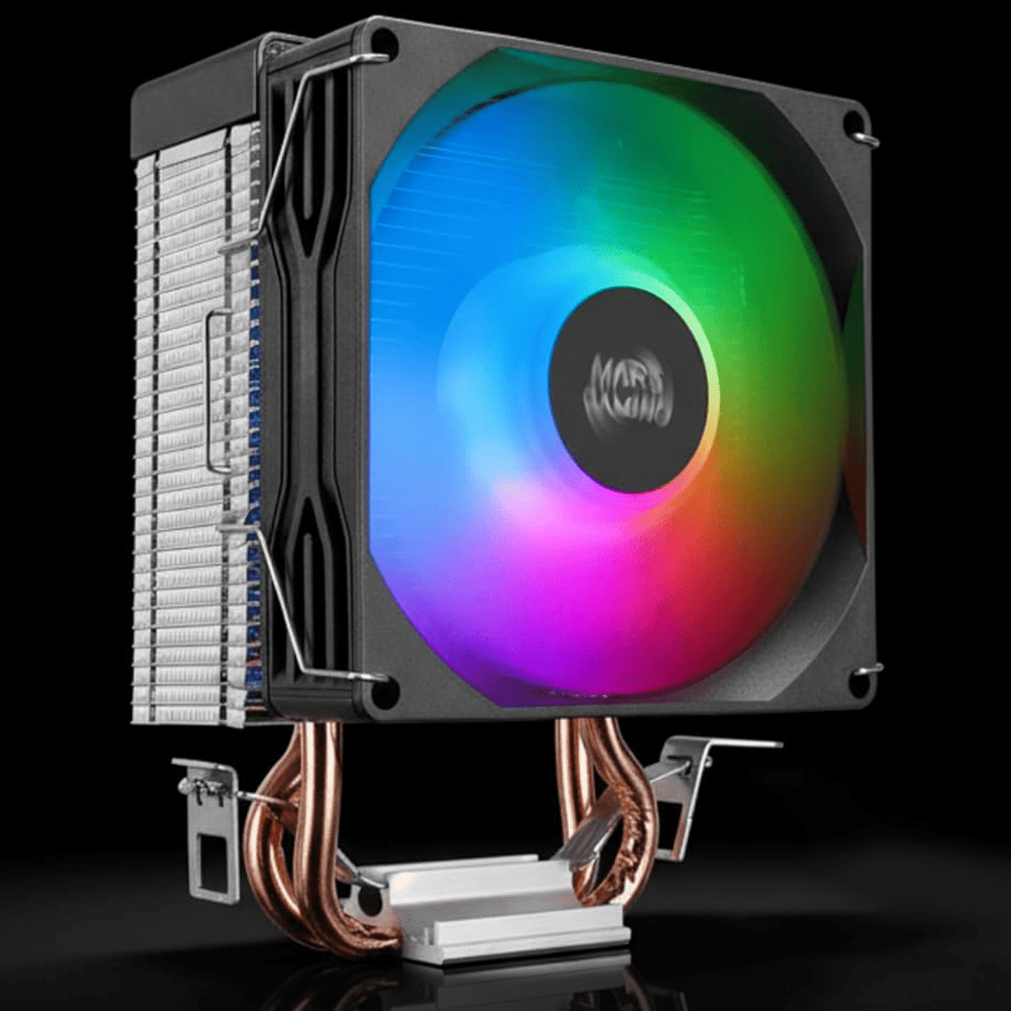 Mars Gaming MCPU-X2, Disipador CPU 150W TDP, 2x Heatpipes, Ventilador PWM FDB, Iluminación FRGB, Diseño Compacto SFF/Mini-ITX, Aletas de Aluminio, Cooler PC con Compatibilidad Intel y AMD, Negro