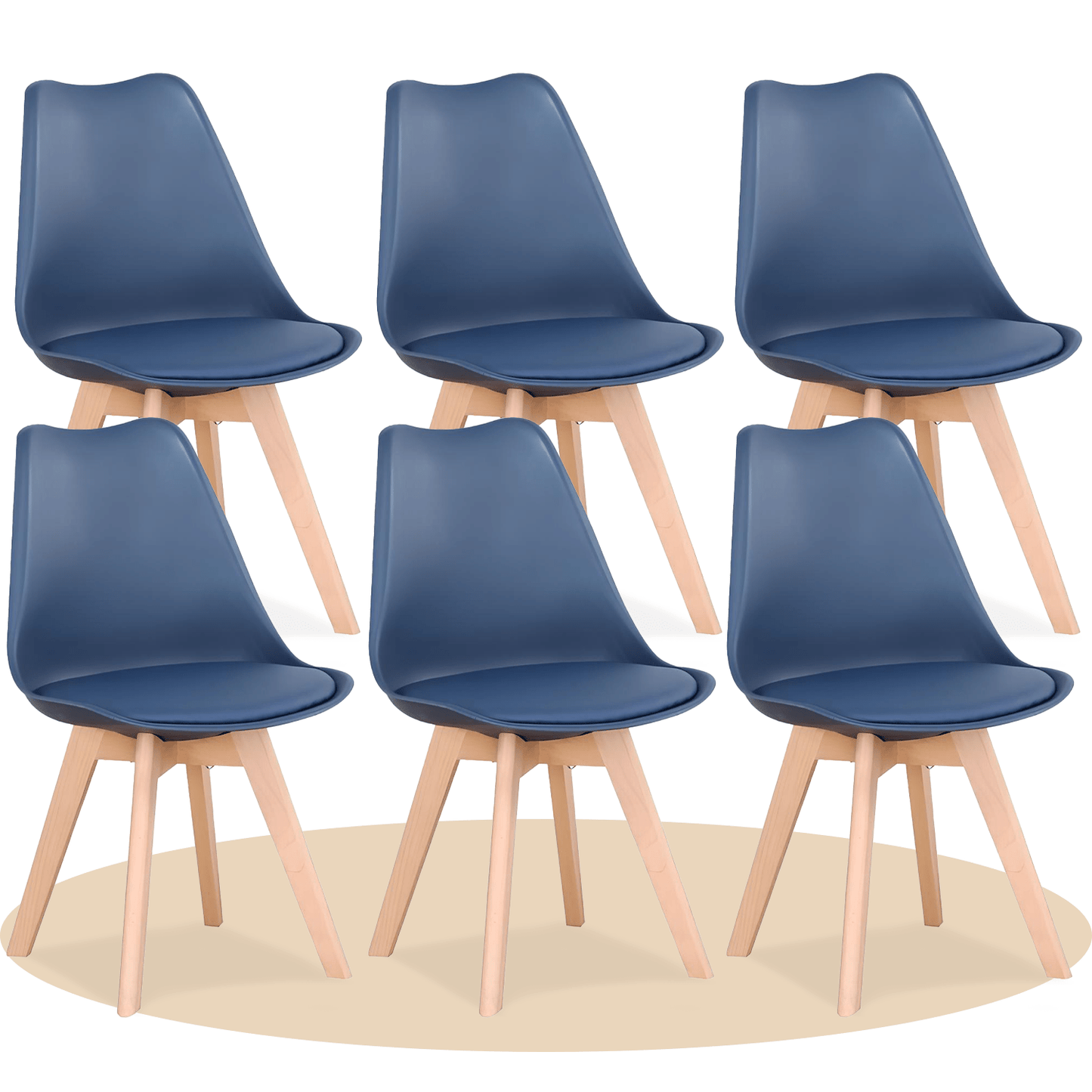 1/2/4/6 Unidad Sillas para Comedor, Sillas para Cocina con Asiento Blando, Tapizado y Patas Resistentes de Madera de Haya, Sillas Nórdicas
