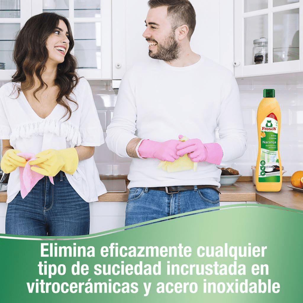 Frosch Limpiador Vitrocerámica, Desengrasa y Abrillanta en Profundidad, Fragancia a Naranja, 500 ml