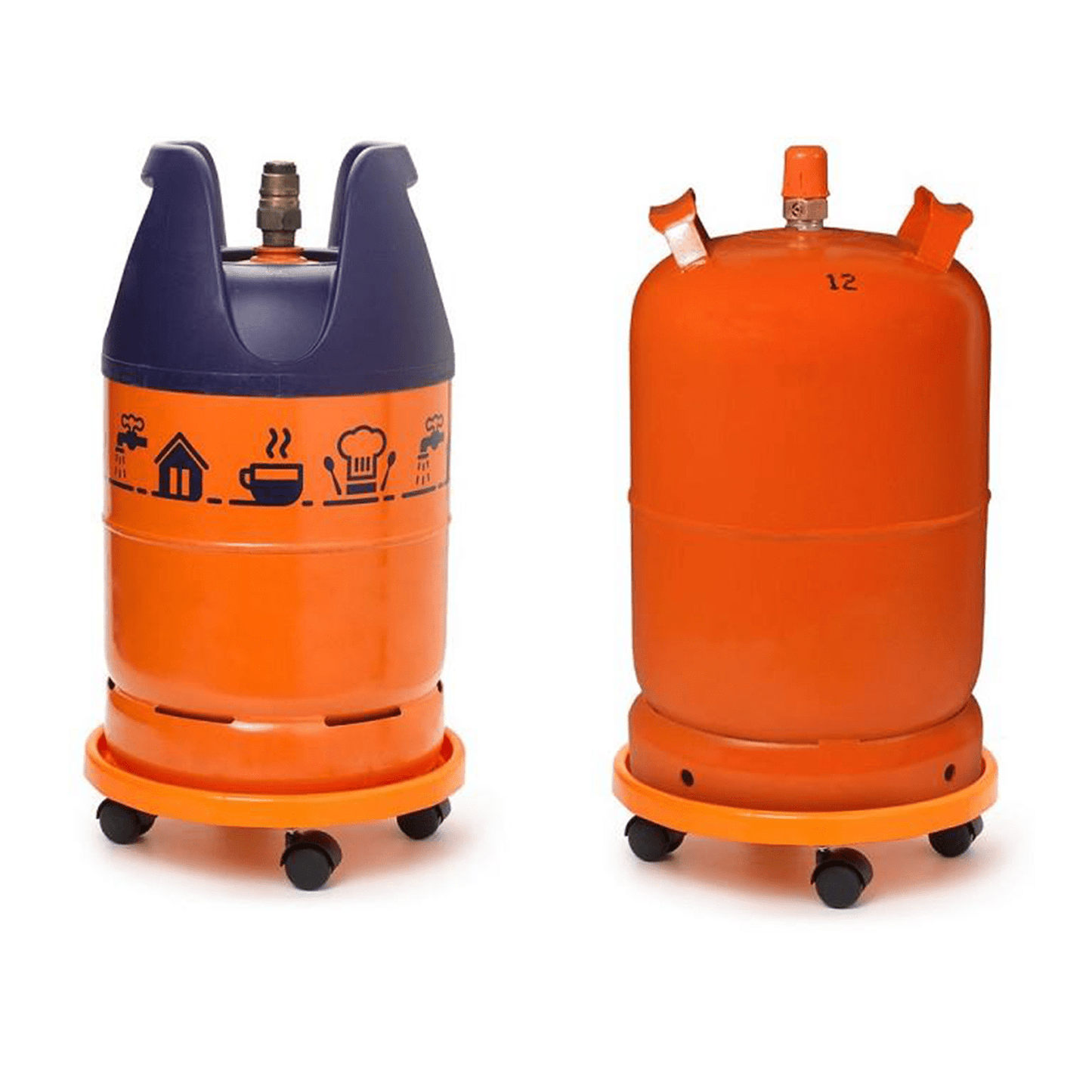 Carro Porta Bombonas Estable y Seguro, con Ruedas Pivotantes, Soporte para Bombona de Butano de 31,5 cm. Resistencia de 90 kg