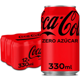 Coca-Cola Zero Azúcar, Refresco de Cola sin Azúcar, sin Calorías, Pack de 12 Latas de 330ml