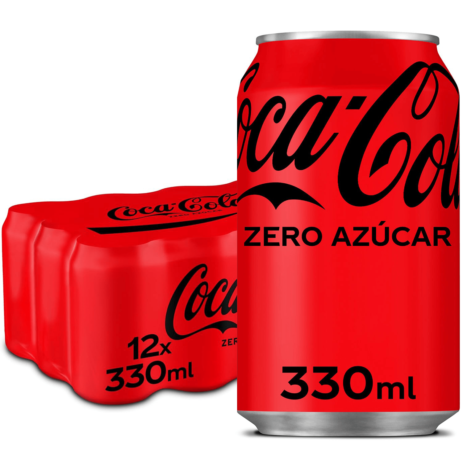 Coca-Cola Zero Azúcar, Refresco de Cola sin Azúcar, sin Calorías, Pack de 12 Latas de 330ml