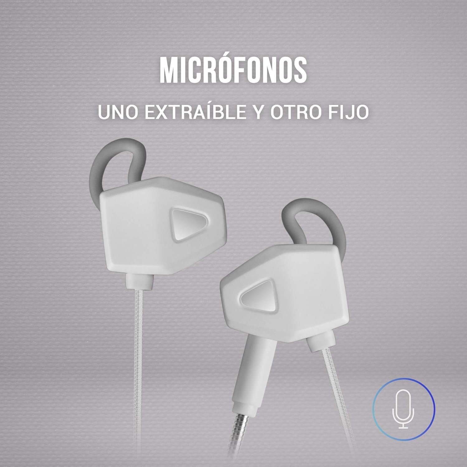 Mars Gaming MIHX, In-Ear con Dual Driver 10mm + HAPTIC Sense, Sonido Envolvente con Graves Potenciados, Micrófono Extraíble y Fijo, Control de Volumen y Mute, Compatibilidad Total, Blanco