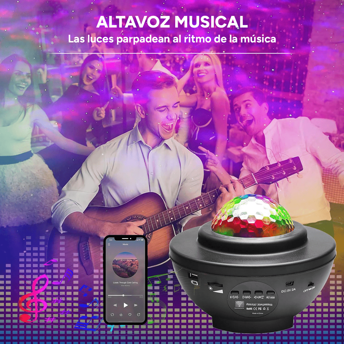 Lampara Proyector de Estrellas LED, Proyector Galaxias con Altavoz, Mando a Distancia y Temporizador, Proyector de Estrellas para Dormitorio, Múltiples Modos de Luz y Colores