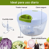 Picadora de Alimentos, Picadora Manual de Cocina, Picadora Electrica de Alimentos, Trocea, Mezcla, Machaca y Muele, Triple Cuchilla de Acero, Resistente, Fácil de Limpiar, Perfecto para Fruta, Verdura, Carne, Hierbas