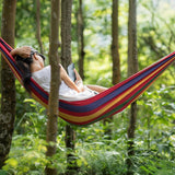 Hamaca Colgante para Exterior de Algodón, Ideal para Camping y Jardín, Medidas 200x100 cm, Hasta 200 kg de Capacidad de Carga, Incluye Bolsa de Transporte y Cuerda de 0,5cm x 2m