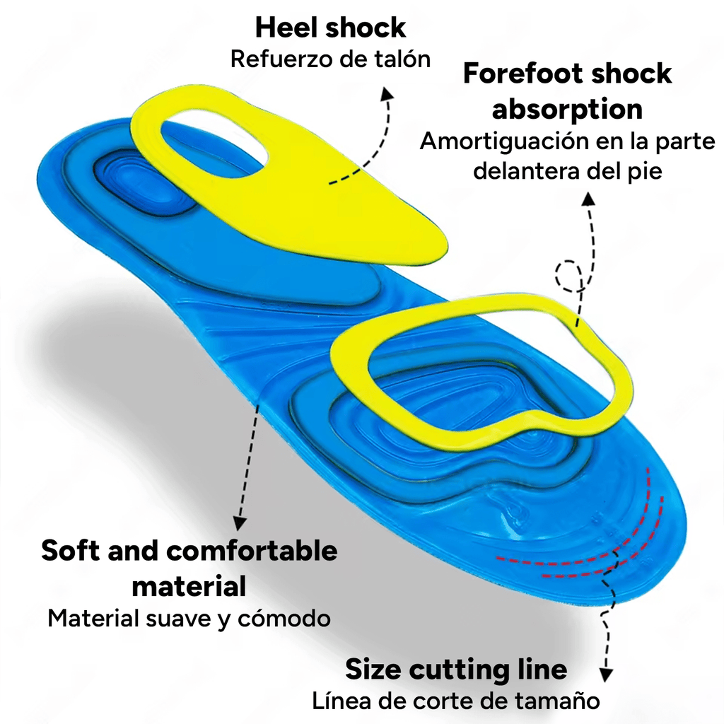 Plantillas de Gel de Silicona para el Soporte de Pie, Plantillas ideales para Caminar, Trabajar o Hacer Deporte, Ideal para Todo Tipo de Calzado, Almohadillas Amortiguadoras, Alta Elasticidad, 2 Plantillas