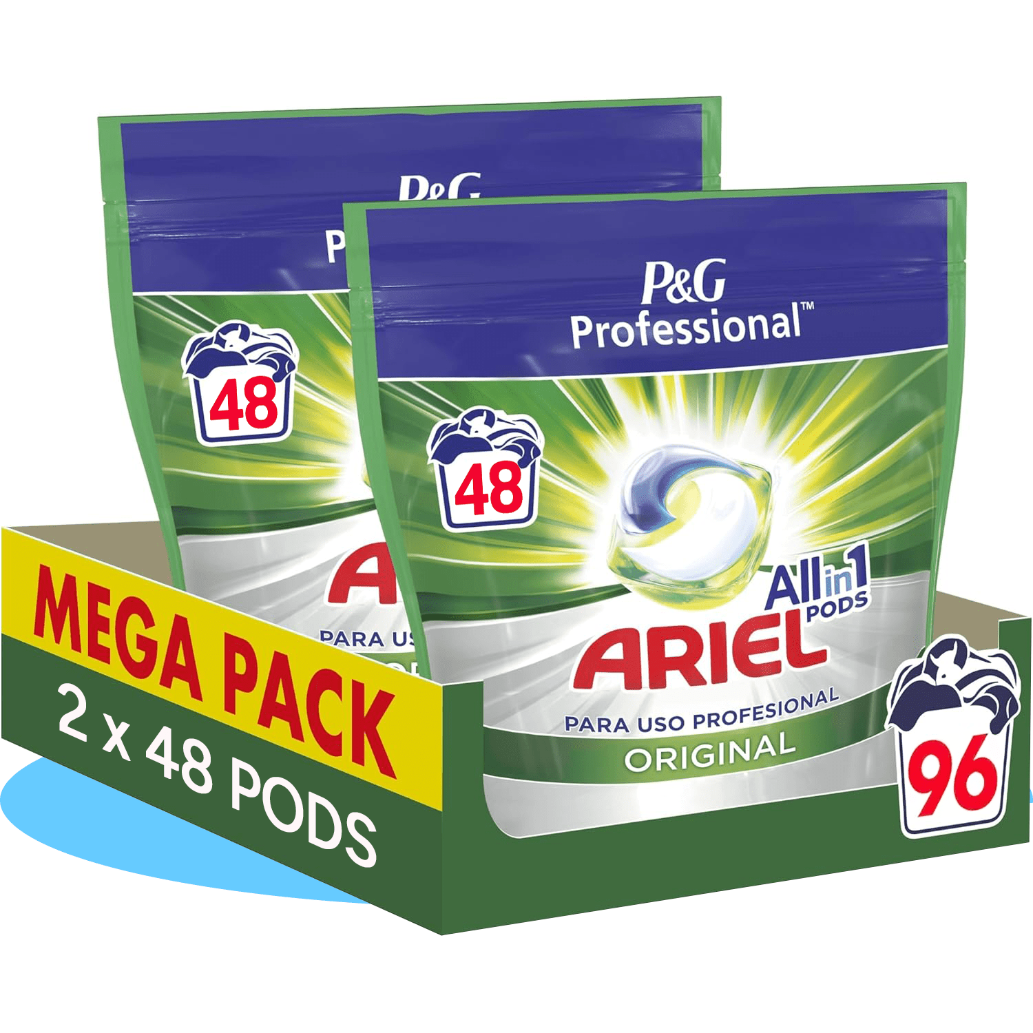 Ariel All-in-1 Pods Profesional, Detergente Cápsulas Lavadora, Limpieza Profunda y Frescor en cada Lavado, 96 Lavados