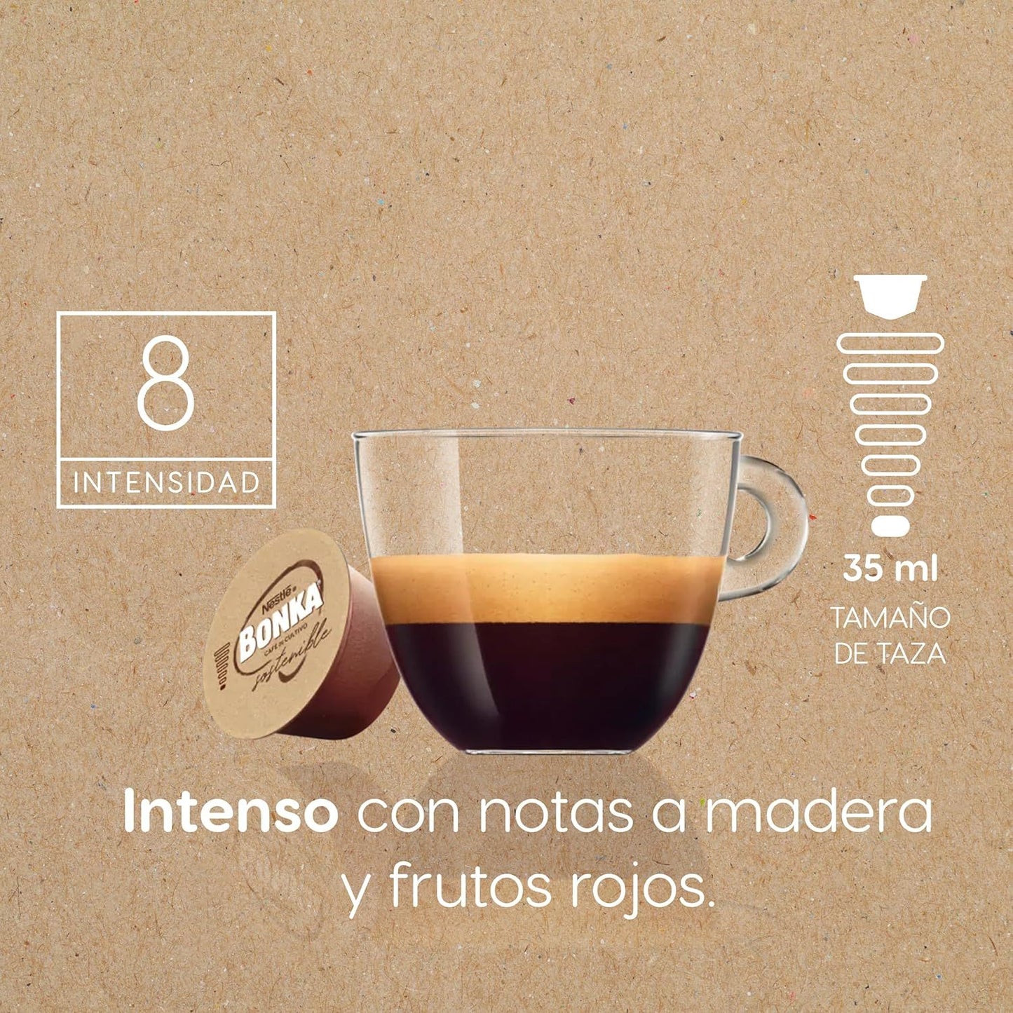 Nescafé Dolce Gusto Bonka Ristretto Cápsulas de Café Espresso Intenso con Notas a Madera, Intensidad 8, Café Arábica y Robusta, 96 Cápsulas