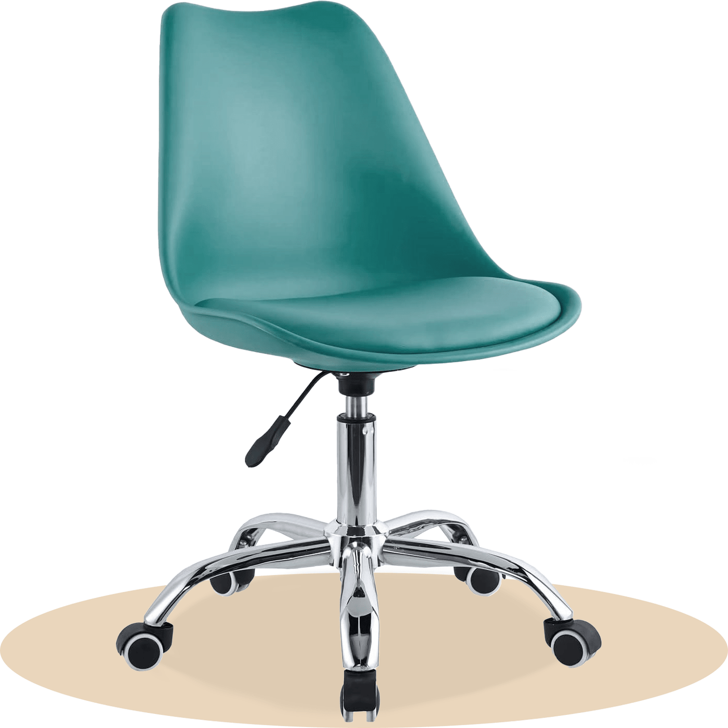 Silla Escritorio Ergonómica con Ruedas, Silla Oficina Giratoria con Altura Ajustable, Acolchada, Estilo Nórdico, Ideal para Estudio y Oficina