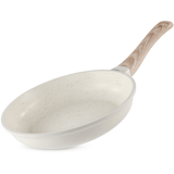Sartenes Cocina Antiadherente, Sartenes de Aluminio de Alta Resistencia con Revestimiento Antiadherente efecto Mármol Blanco, Base de Inducción y Mangos de Baquelita Estilo Madera, Ø20/Ø24/Ø28cm