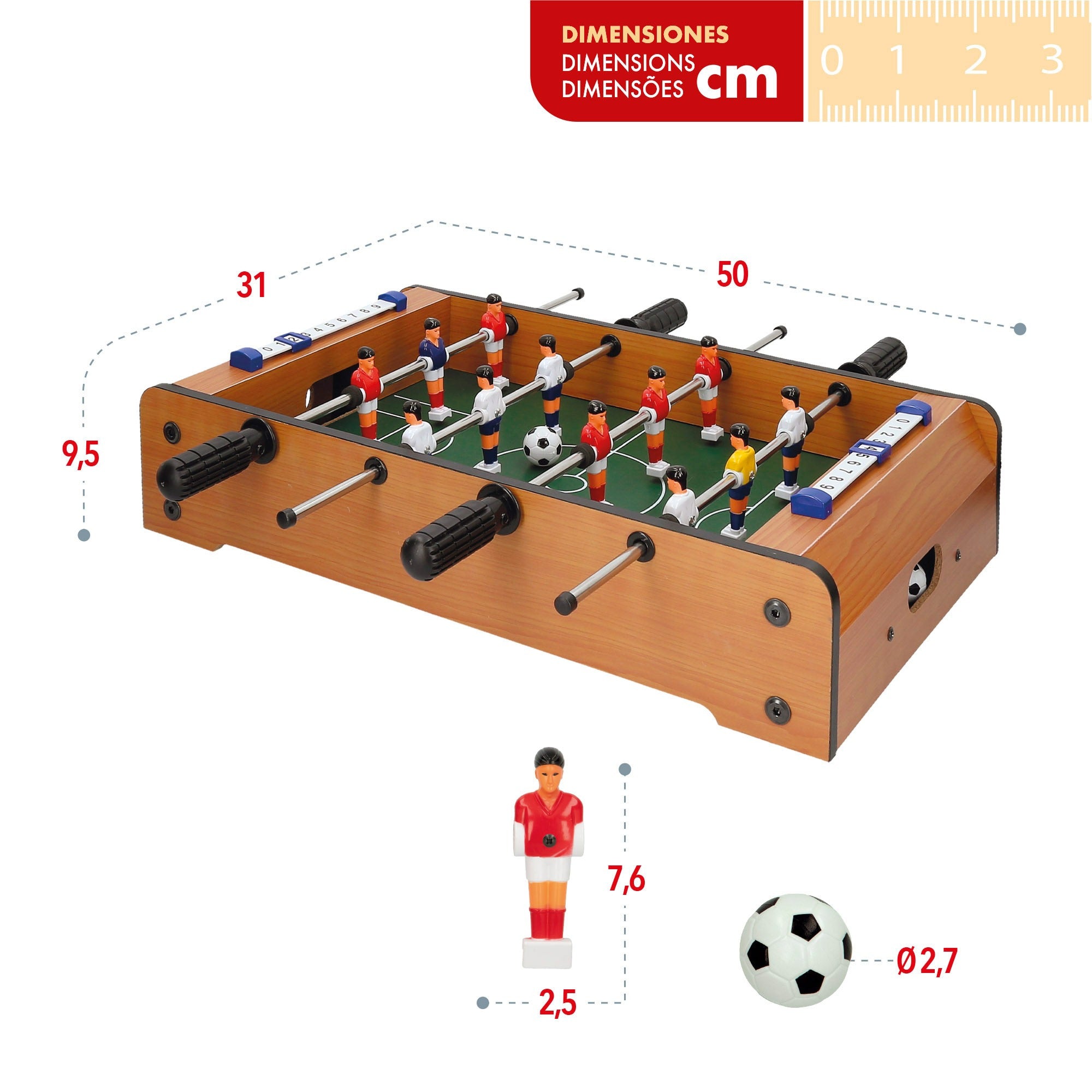 Futbolines para Niños, Futbolin para Niños, Futbolin Mesa Niños, Futbolin para Niños y Niñas, De 2 a 4 Jugadores, Hecho de Madera Resistente, 50 x 31 x 9.5 cm