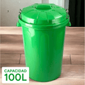 Cubo Basura 100 Litros de capacidad con Tapa. Fabricado en Plastico Resistente, Ideal para Almacenaje de Basura para el Hogar, Oficina o Industria