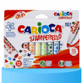 CARIOCA Rotuladores de Colores con Sello 2 en 1, Doble Trazo, Sellos Divertidos y Coloridos, Paquete de 12 Rotuladores