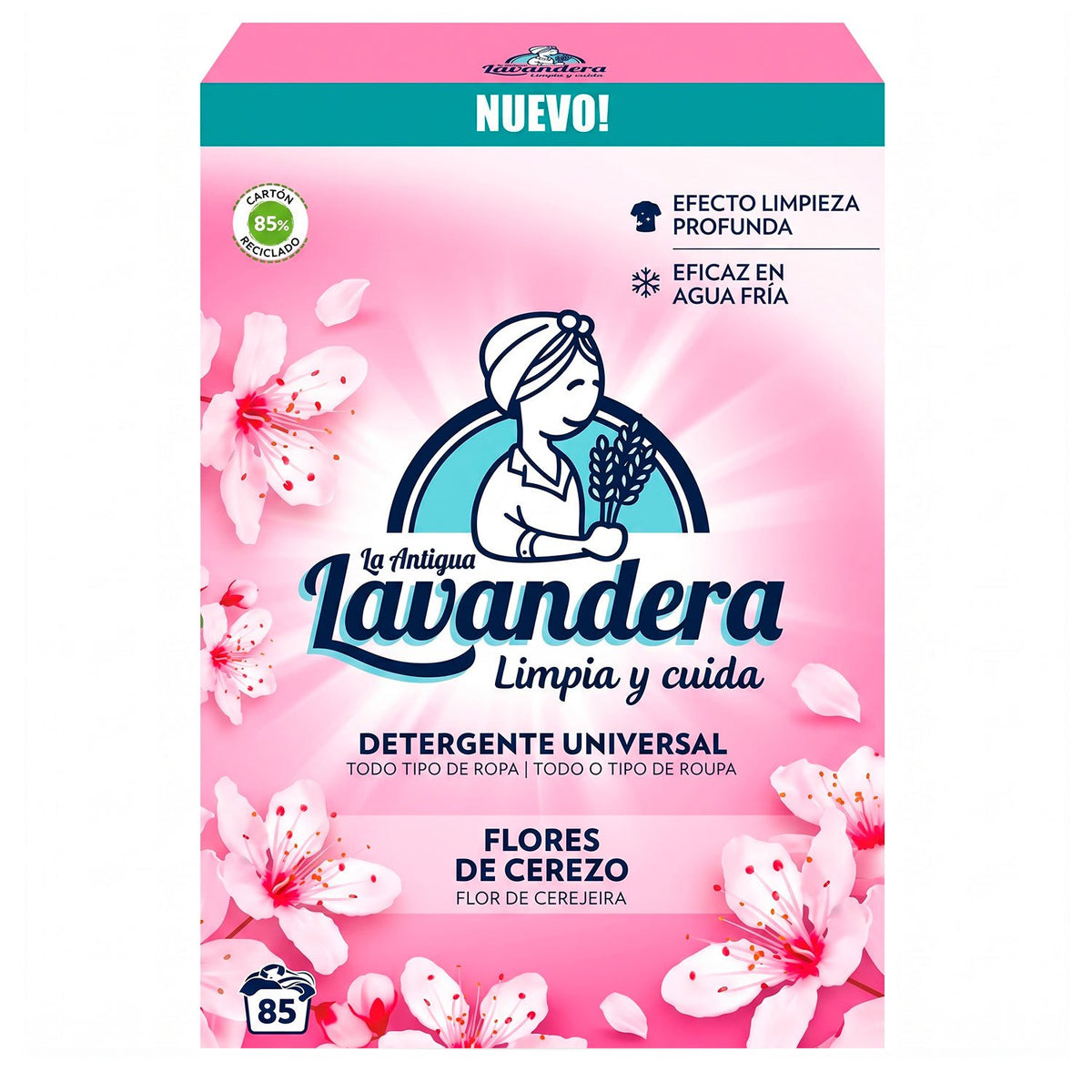 La Antigua Lavandera Detergente en Polvo para Ropa, Aroma Flores de Cerezo, 85 Lavados