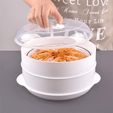 Vaporera Microondas, Cocina al Vapor en el Microondas sin Aceites y sin Grasa, Rápido y Fácil de Usar, Cocina Recetas Sanas en un Instante, Ideal para Verduras, Arroz y Pescado