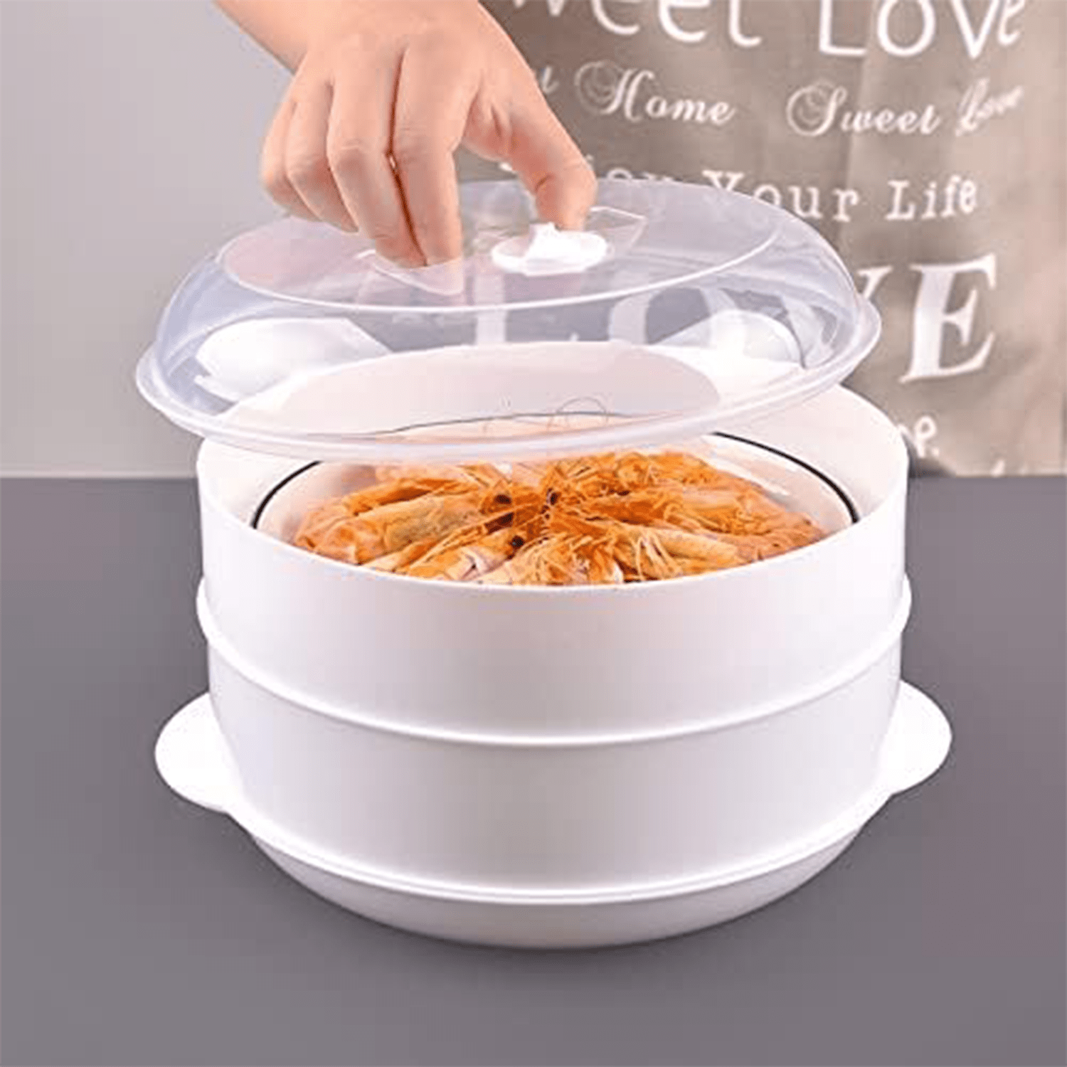Vaporera Microondas, Cocina al Vapor en el Microondas sin Aceites y sin Grasa, Rápido y Fácil de Usar, Cocina Recetas Sanas en un Instante, Ideal para Verduras, Arroz y Pescado