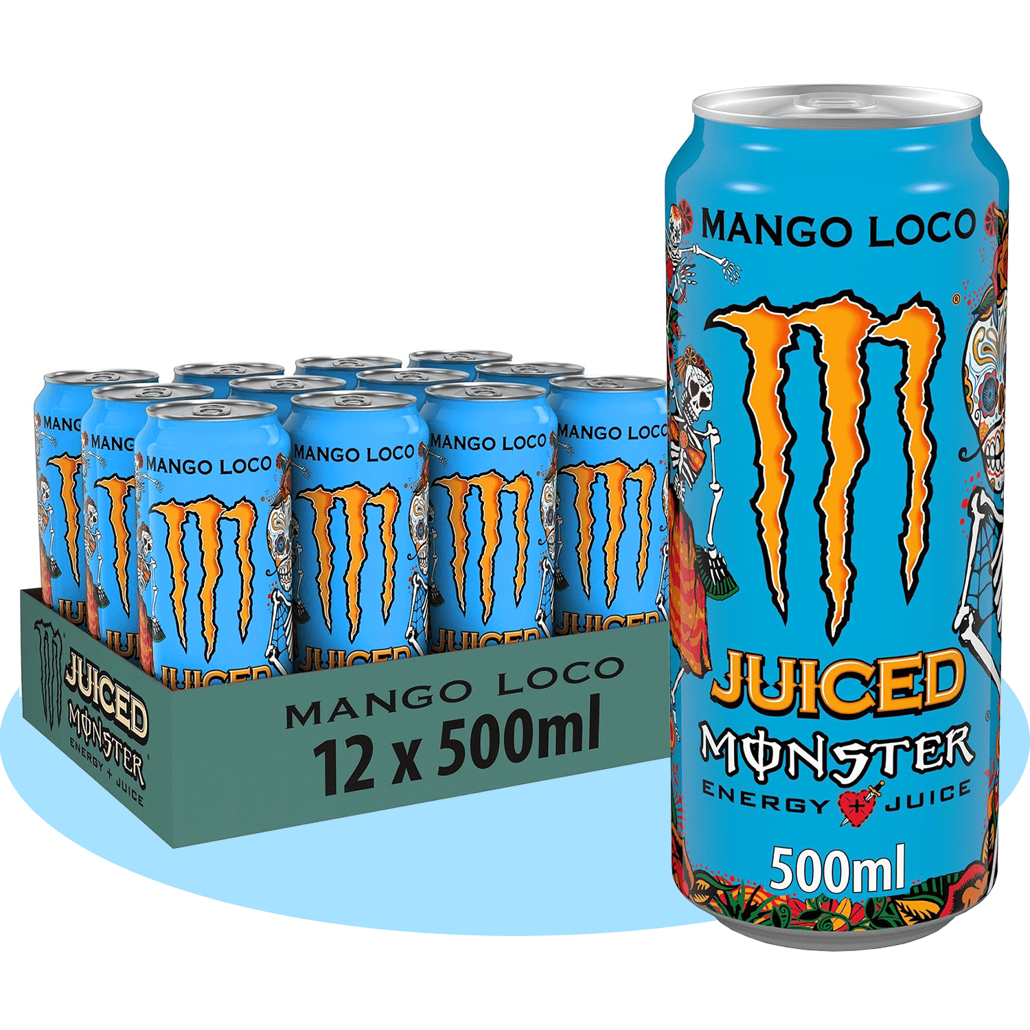 MONSTER ENERGY Mango Loco Bebida Energética, 12/24 Latas de 500ml