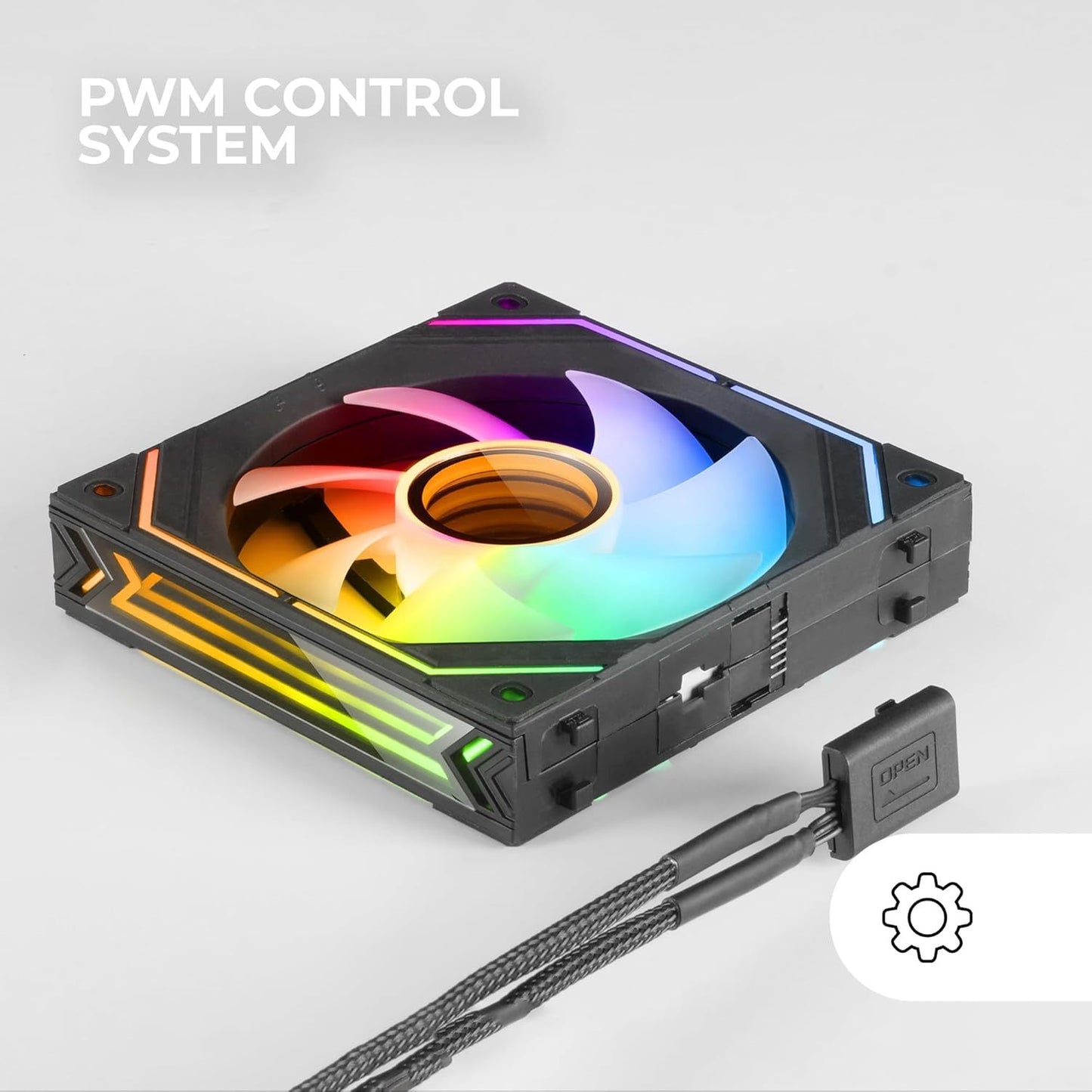 Mars Gaming MF-LINKFINITY, Ventilador Modular PWM 120mm, Sistema de Conexión LINKFINITY, Iluminación Infinity Mirror ARGB 360º, Ultra-silencioso 12dB, Negro