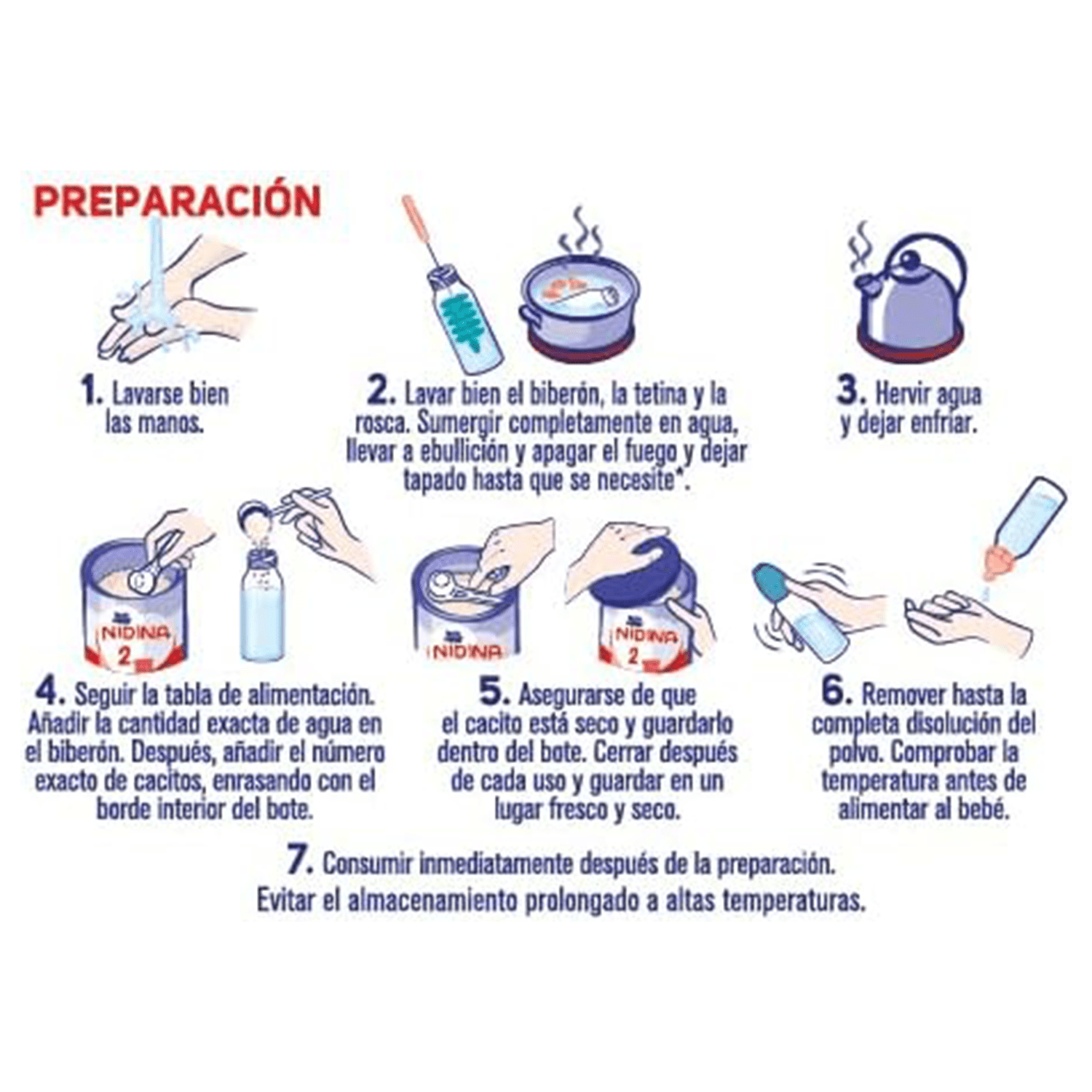 Nestlé NIDINA 2 Leche en Polvo Bebé, Leche de Continuación indicada para Bebés desde los 6 Meses, Contiene Bífidus Lactis, DHA, Hierro, Zinc y Vitaminas A, C y D, 800g por Bote