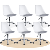 Silla Escritorio Ergonómica con Ruedas, Silla Oficina Giratoria con Altura Ajustable, Acolchada, Estilo Nórdico, Ideal para Estudio y Oficina