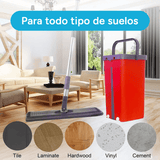 Fregona y Cubo de Limpieza Escurridor con Compartimentos, Cabezal Plano y Flexible Rotación 360. Cubo Escurrefacil. Ideal para Limpiar Suelos, Paredes, Techos, Ventanas, Incluye Recambios Extra
