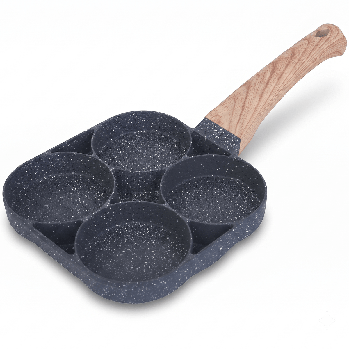 Sartén de 4 Compartimentos, Fabricado en Aluminio de Alta Calidad, Fácil Limpieza, Revestimiento Antiadherente, Compatible con Todo Tipo de Cocinas, Perfecta para Huevos y Panqueques, 17 x 17cm