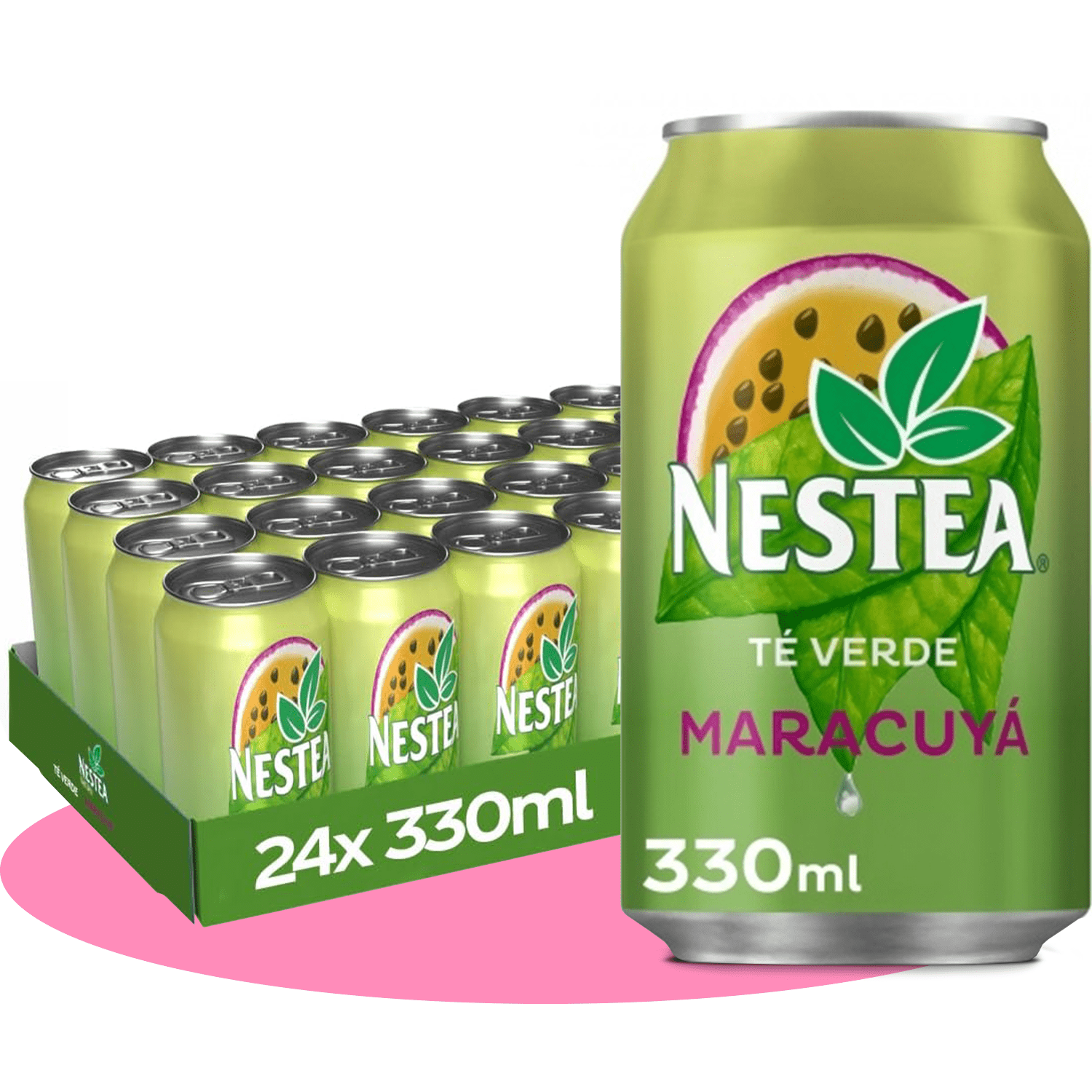 Nestea Té Verde Maracuyá, Refresco de Té Verde con Sabor a Maracuyá, Pack de 24 Latas de 330ml